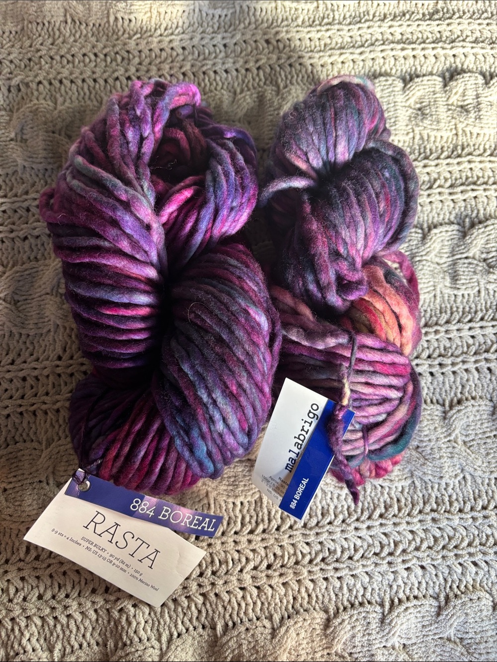 Malabrigo Rasta (2 skeins) Boreal-Bulky Yarn purple multi